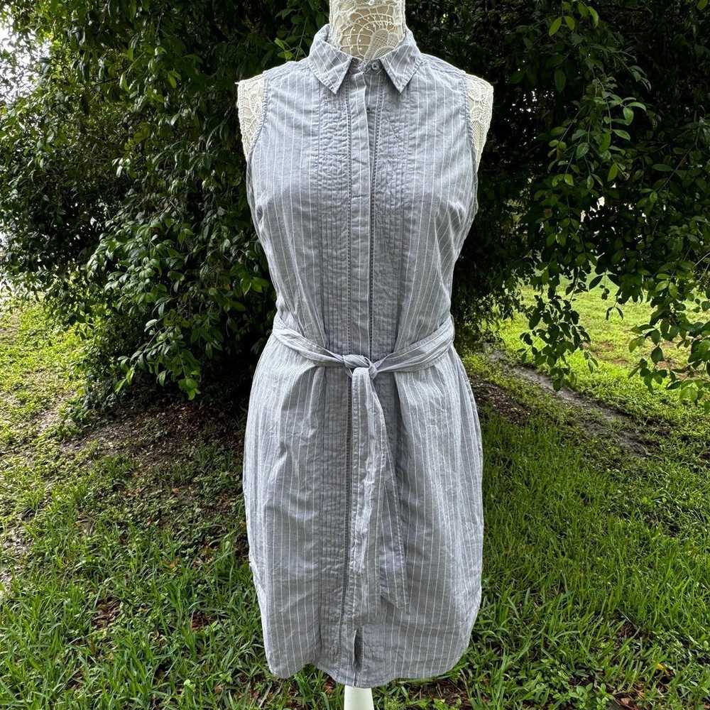 Banana Republic Sleeveless Pinstripe Poplin Dress… - image 1