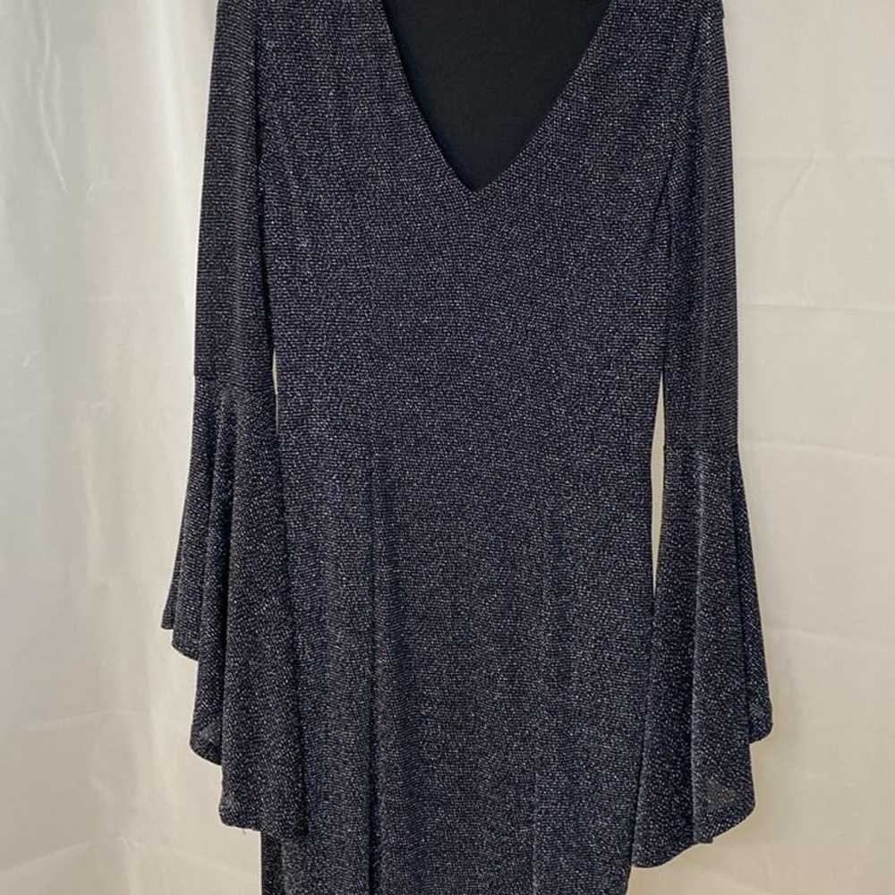 Charlotte Russe black silver sequin dress, V-neck… - image 1