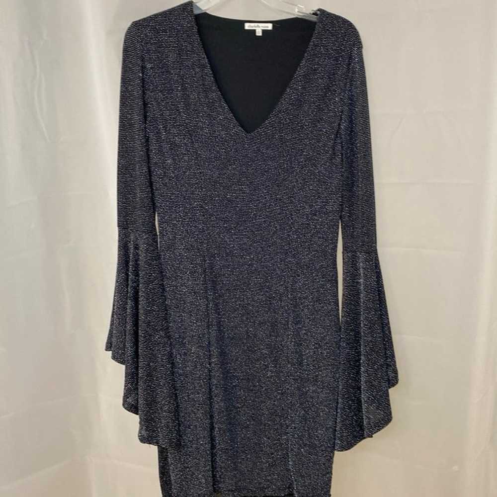 Charlotte Russe black silver sequin dress, V-neck… - image 3