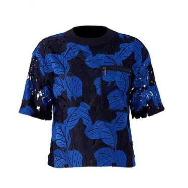 Jason Wu Blue Lace Floral Cutout Shirt Top Blouse… - image 1