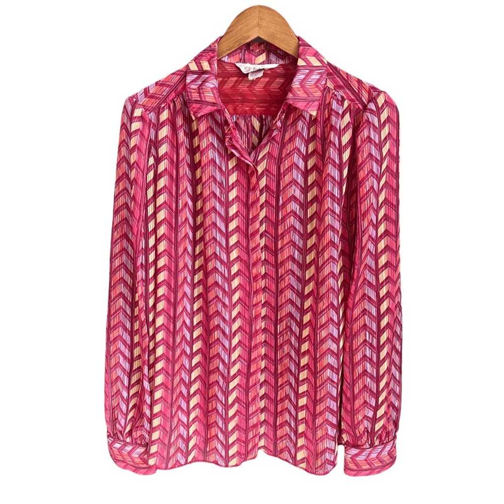 St John Womens Chevron Print Botton Up Blouse Siz… - image 1