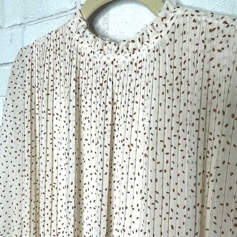 NEW Zara S Polka Dot Pleated Tent Dress Long Slee… - image 2