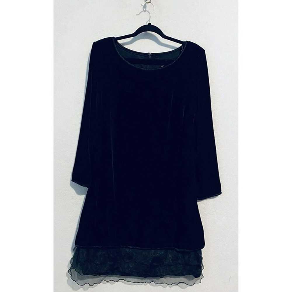 After Dark Dress Womens 14 Black Velvet Chiffon R… - image 1