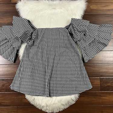 Caroline Constas Size Small Black White Gingham O… - image 1