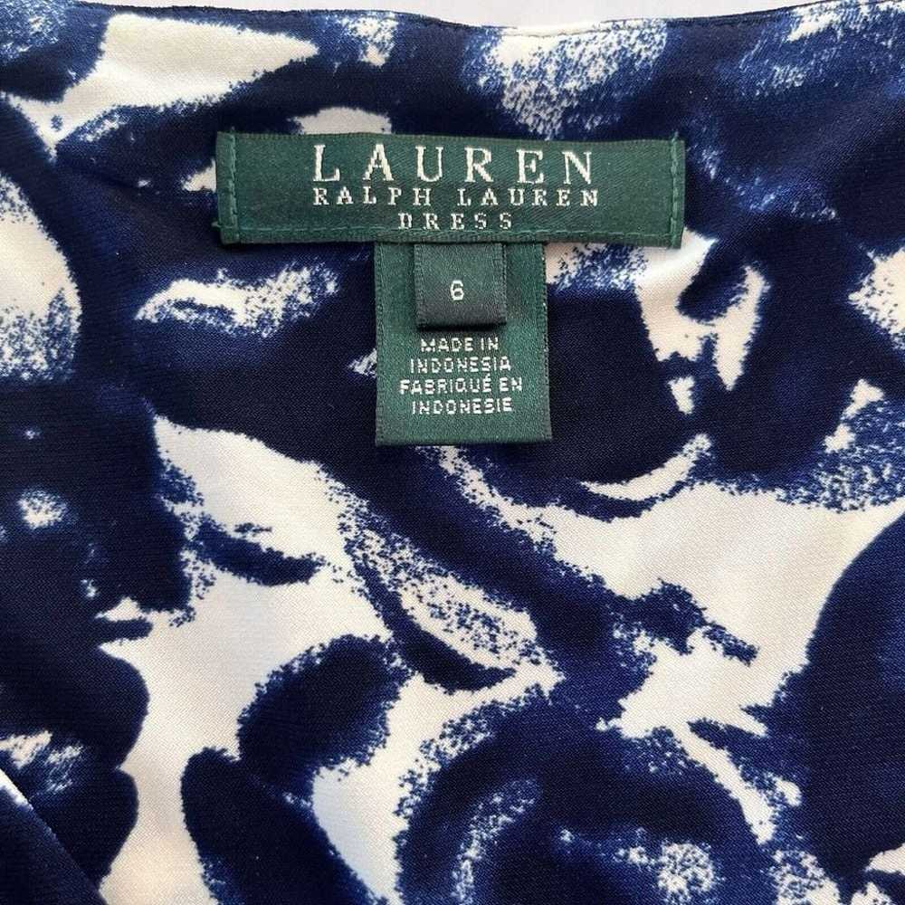 Ralph Lauren Blue White Floral Faux Wrap Flutter … - image 12