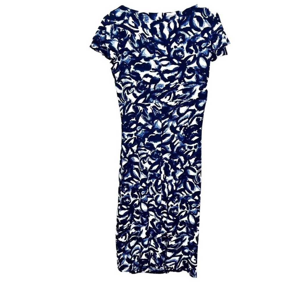 Ralph Lauren Blue White Floral Faux Wrap Flutter … - image 9