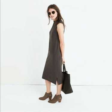 Madewell Mockneck Jersey Midi Dress Olive Green S