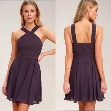 Lulus Forevermore Skater Dress in Dusty Purple Siz