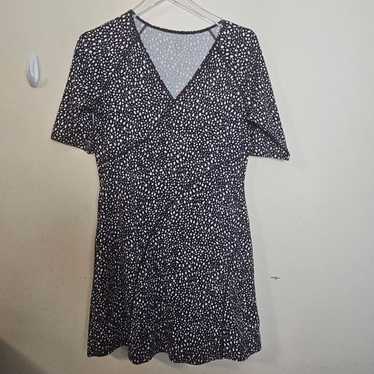 Title Nine Dress Women M Black White Speckled Dot… - image 1