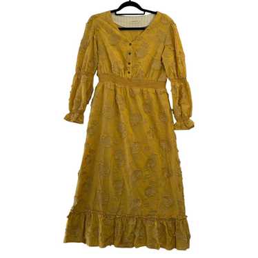 Roolee Maxi Dress Womens Large Yellow Embroidered… - image 1