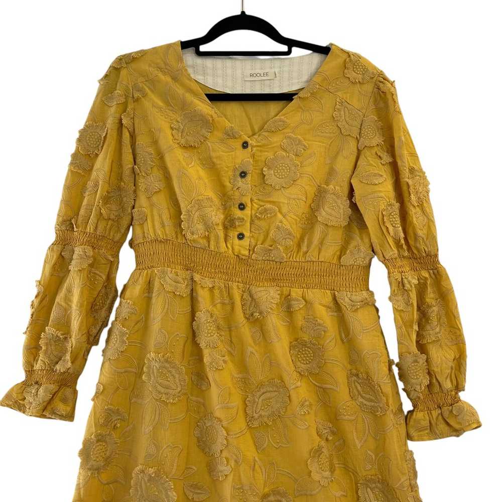 Roolee Maxi Dress Womens Large Yellow Embroidered… - image 2