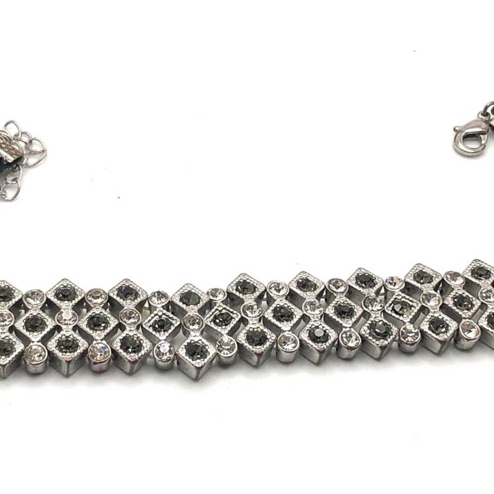 Vintage Grey & White Rhinestones Slave Choker - image 8