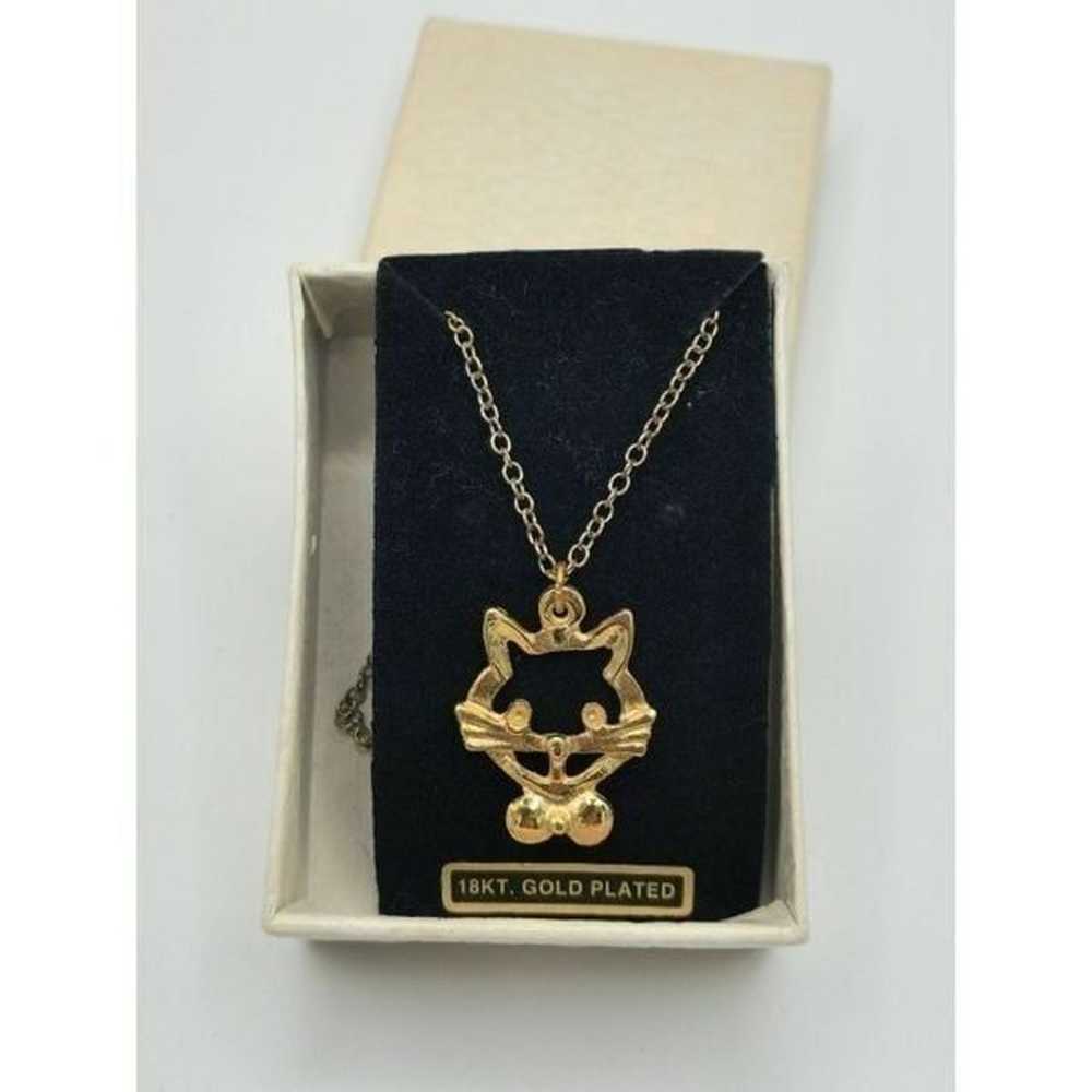 Vintage 18kt Gold cat necklace - image 1