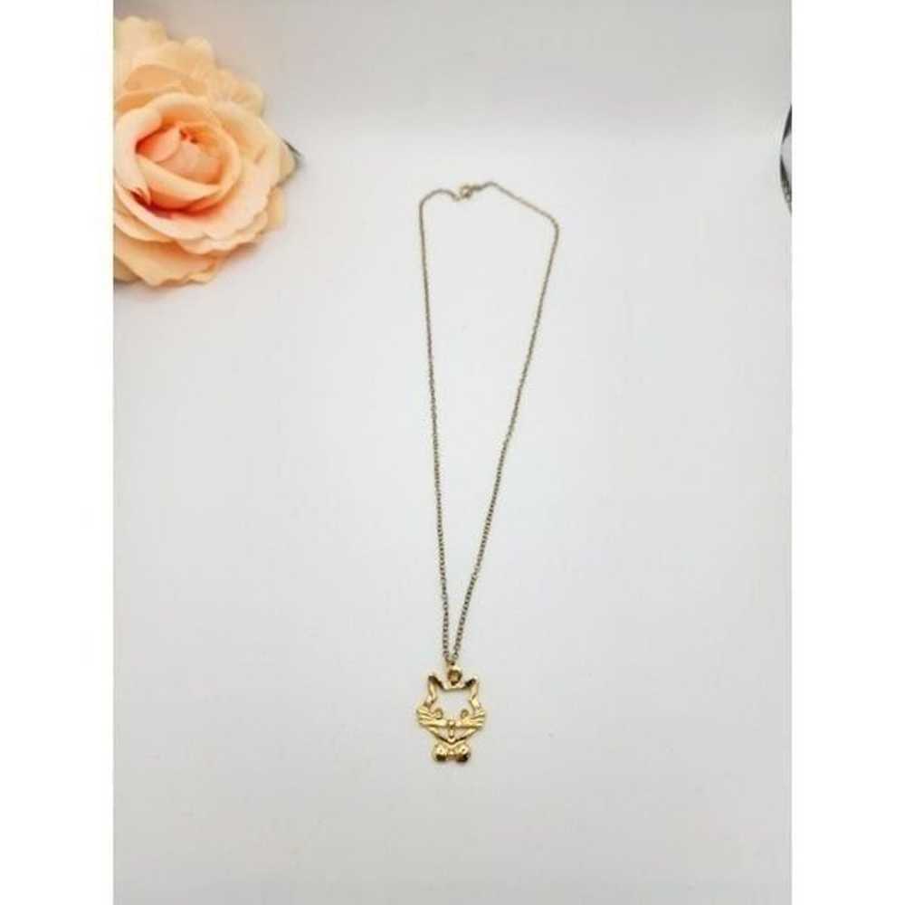 Vintage 18kt Gold cat necklace - image 3