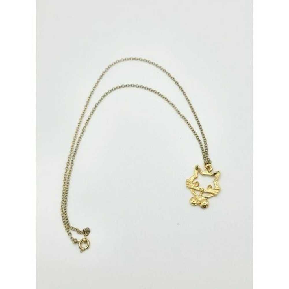 Vintage 18kt Gold cat necklace - image 9