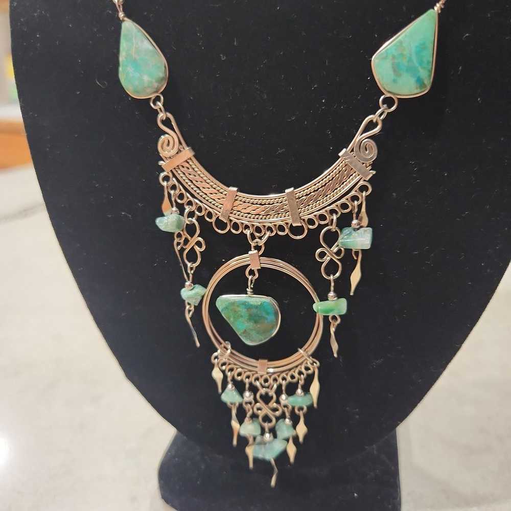 Beautiful Turquoise and Sterling Necklace and Bra… - image 4