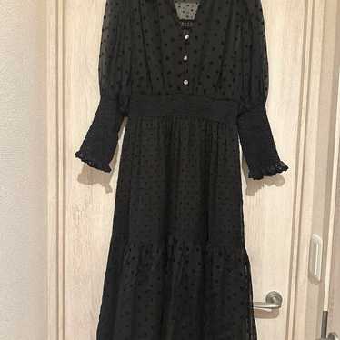 ZARA Black Polka Dot Chiffon Long Dress