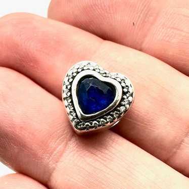 Pandora Sparkling Blue Heart Charm 925 ALE Sterlin