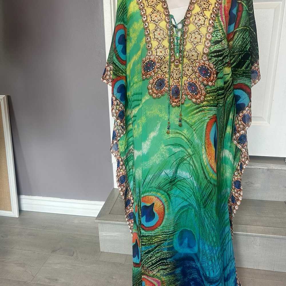 Asa Kaftan's beautiful Peackok print size Large - image 4