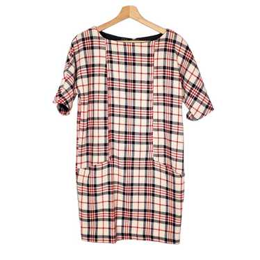 Zara Basic Tweed Checked Tartan Plaid Shift Dress 