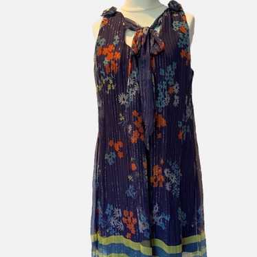 ECI New York Blue Floral Print Sleeveless Dress Si