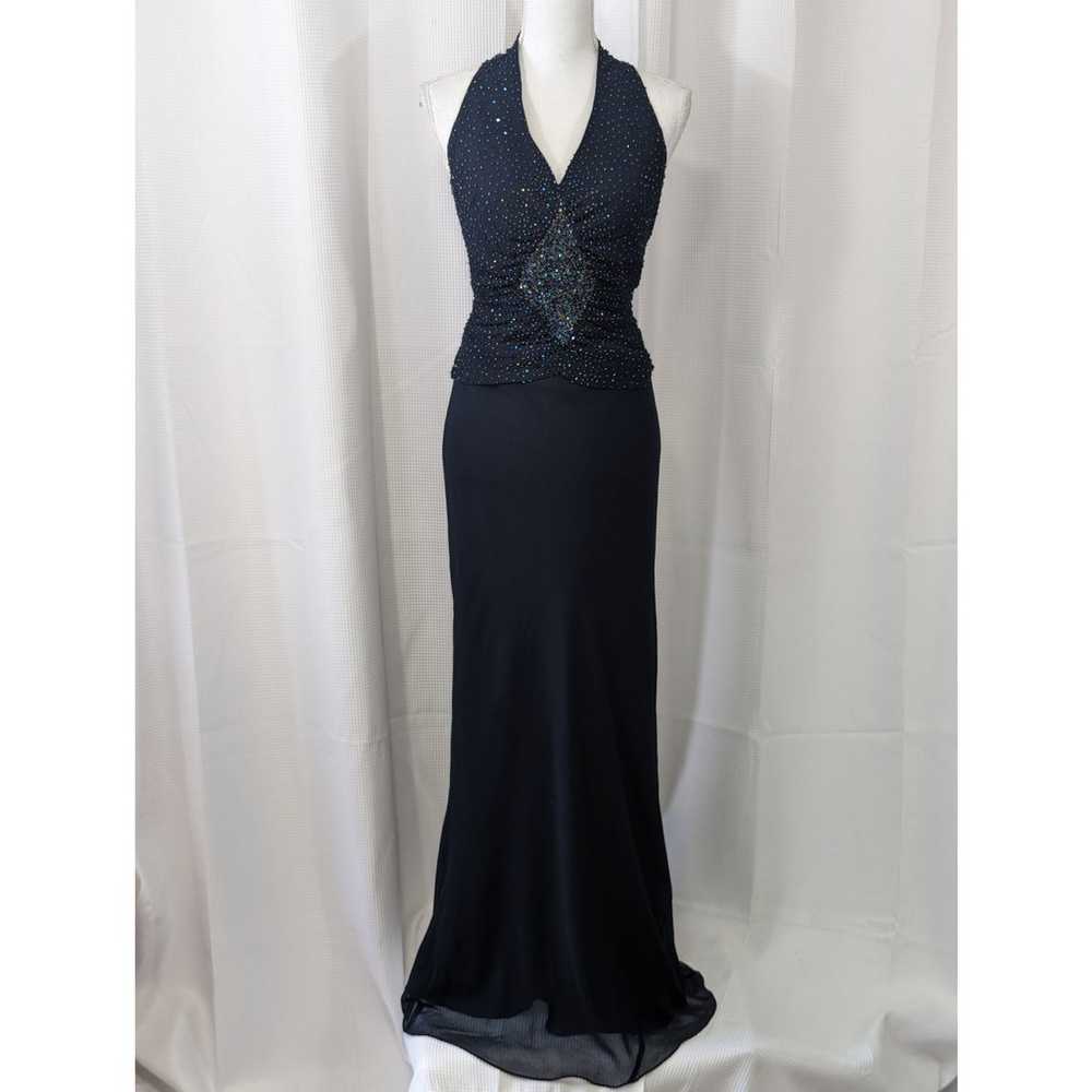 NWOT! JKARA! NAVY BLUE ELABORATELY BEADED, CHIFFO… - image 2