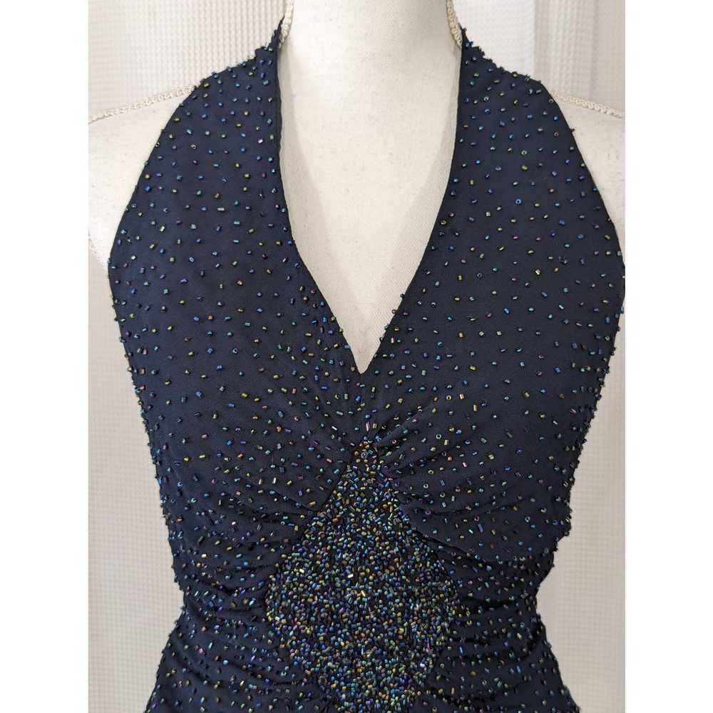 NWOT! JKARA! NAVY BLUE ELABORATELY BEADED, CHIFFO… - image 3