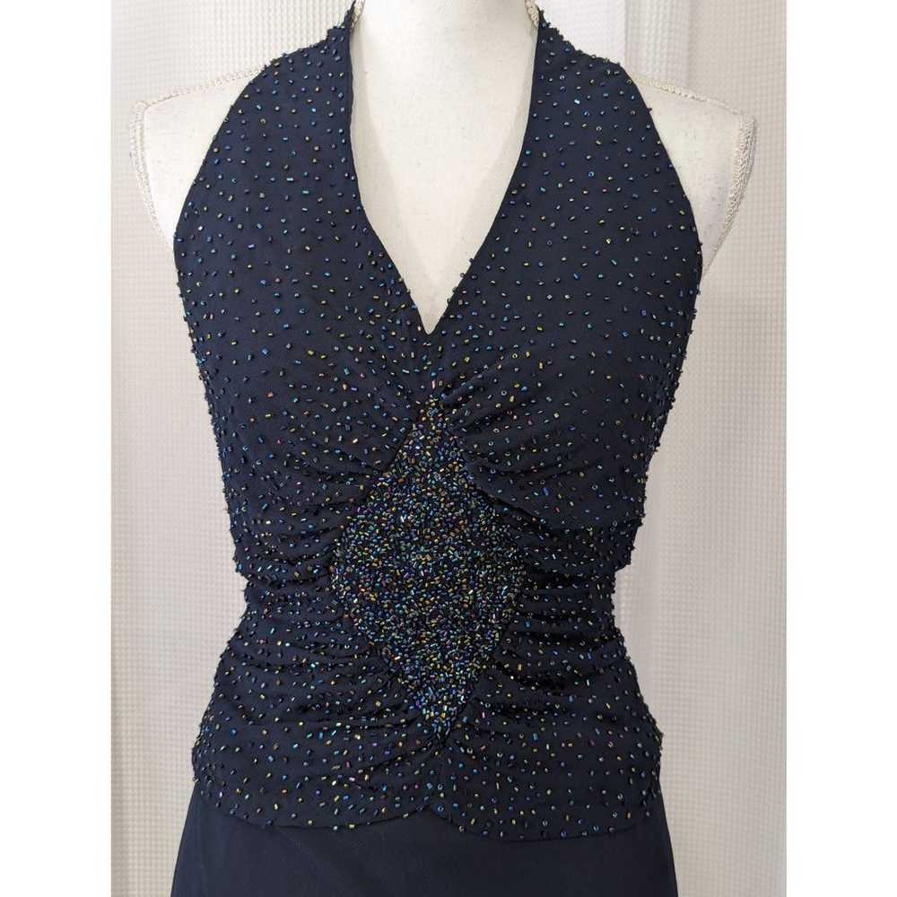 NWOT! JKARA! NAVY BLUE ELABORATELY BEADED, CHIFFO… - image 4