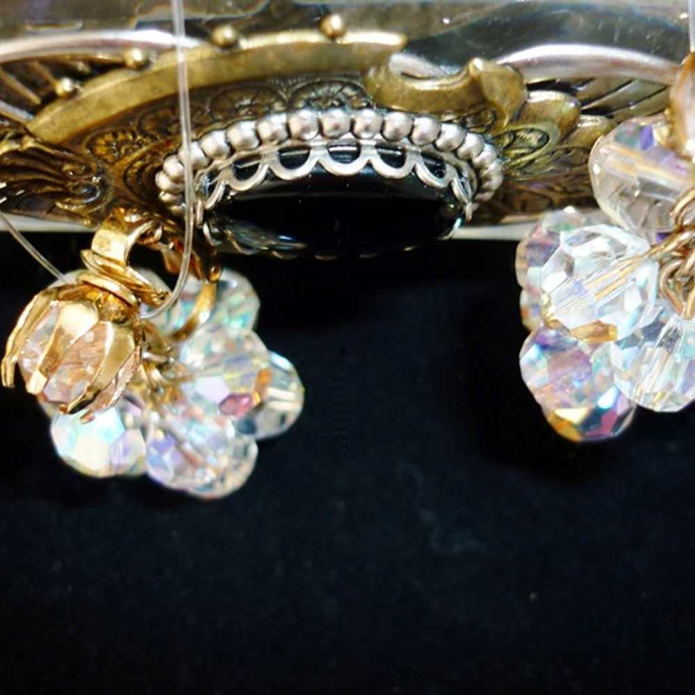 Vintage Austrian AB Crystal Chain Dangle Earrings… - image 10