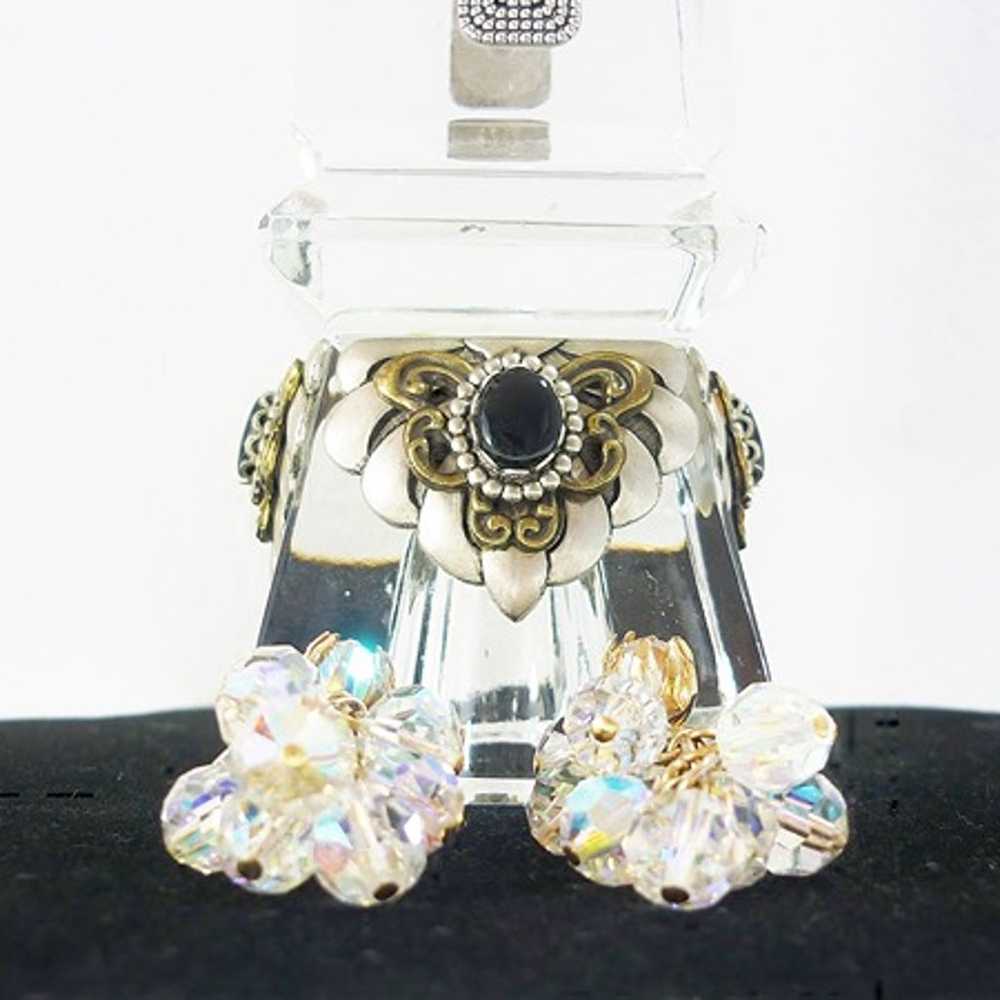 Vintage Austrian AB Crystal Chain Dangle Earrings… - image 12