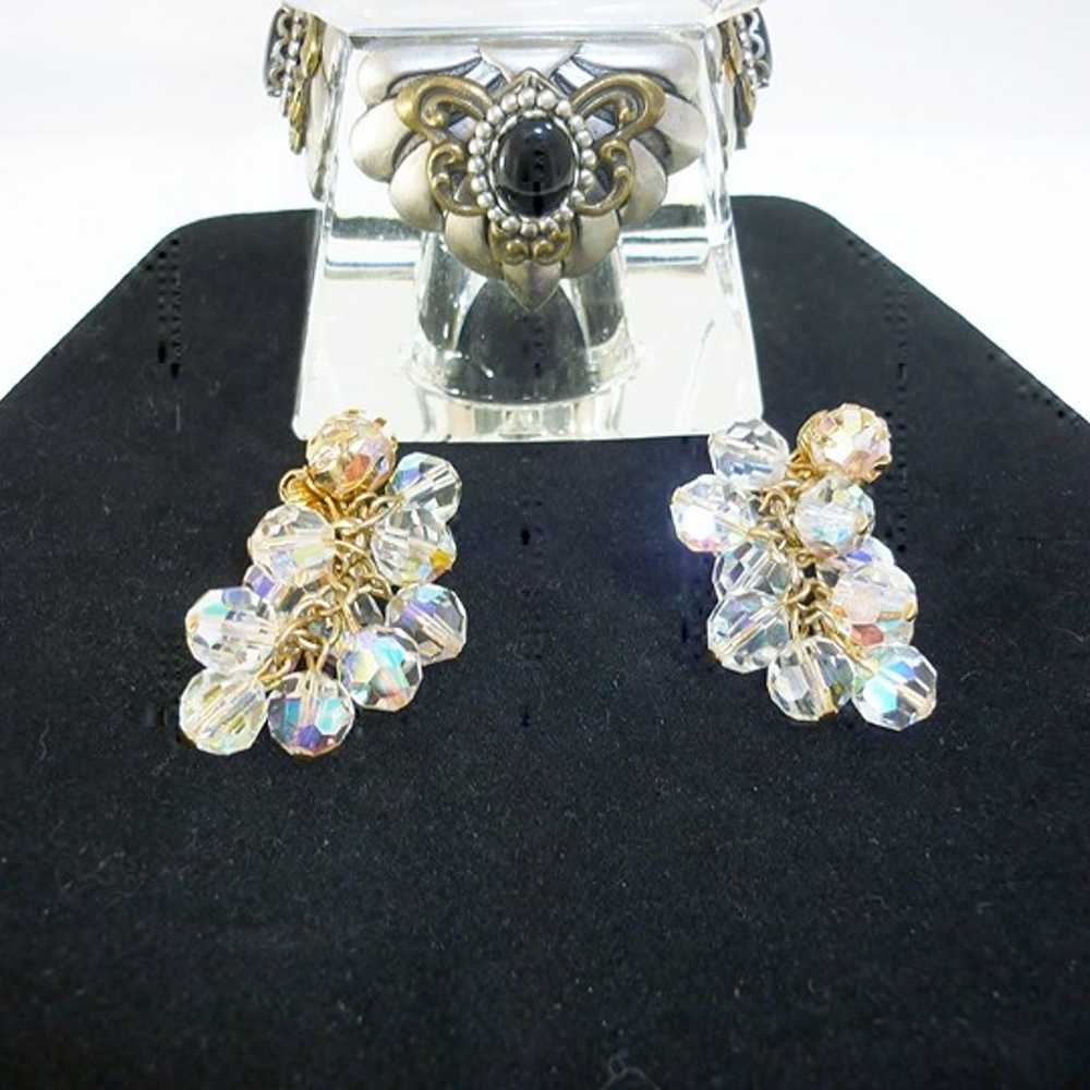 Vintage Austrian AB Crystal Chain Dangle Earrings… - image 5