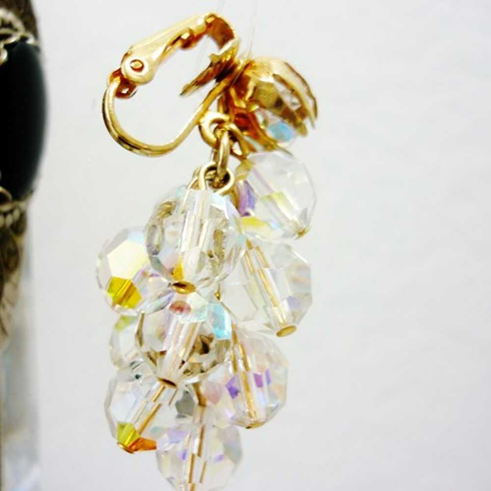 Vintage Austrian AB Crystal Chain Dangle Earrings… - image 9