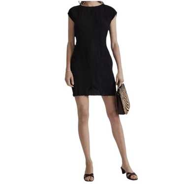 NWOT MADEWELL Black Plissé Mini Tee Crinkle Dress 