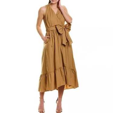 J.Crew Faux Wrap Cotton Poplin Dress In Camel Siz… - image 1