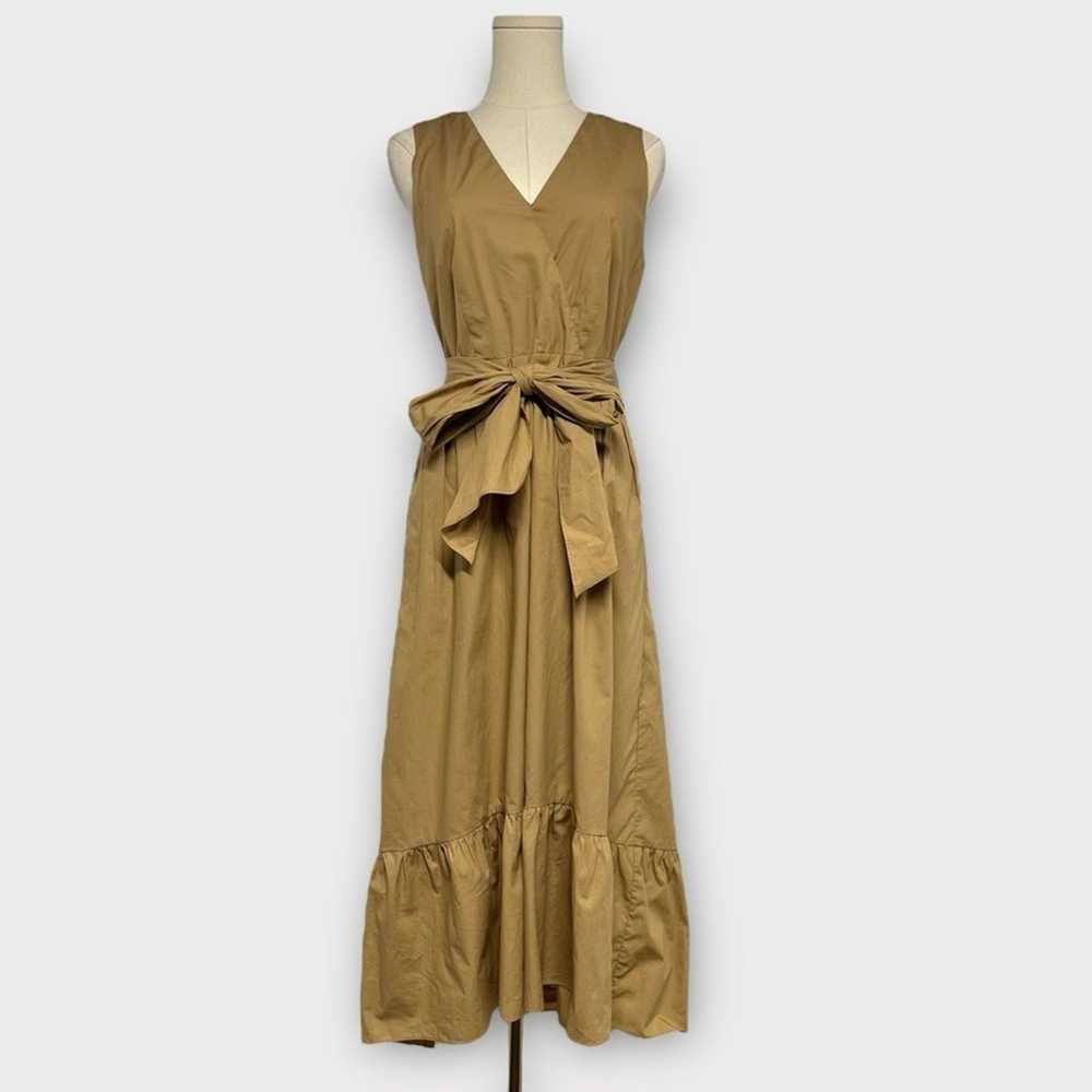 J.Crew Faux Wrap Cotton Poplin Dress In Camel Siz… - image 2