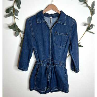 Free People Long Sleeve Denim Romper