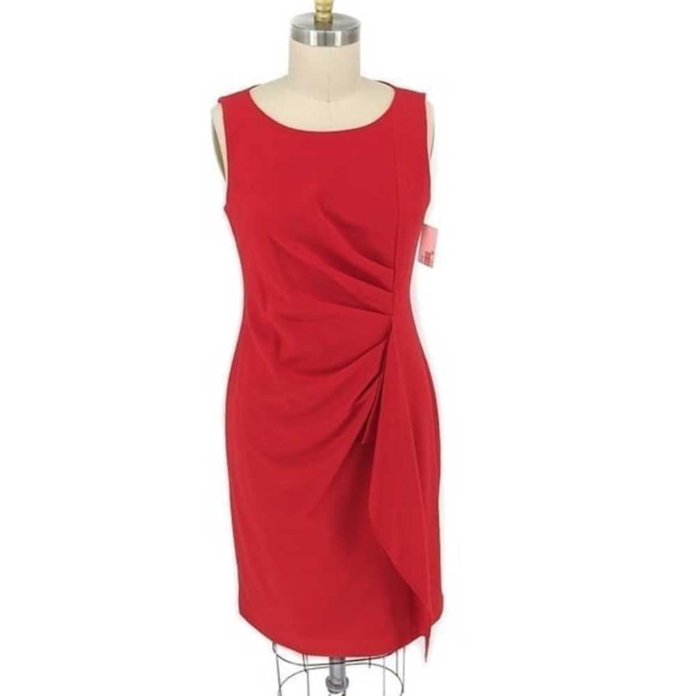 Calvin Klein Pleated Sheath Dress Red 12 Business… - image 1