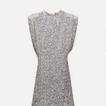 Zara sequin shoulder pad dress