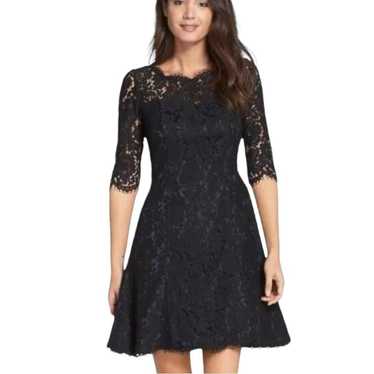 Eliza J Cocktail Dress Fit Flare Black Illusion L… - image 1