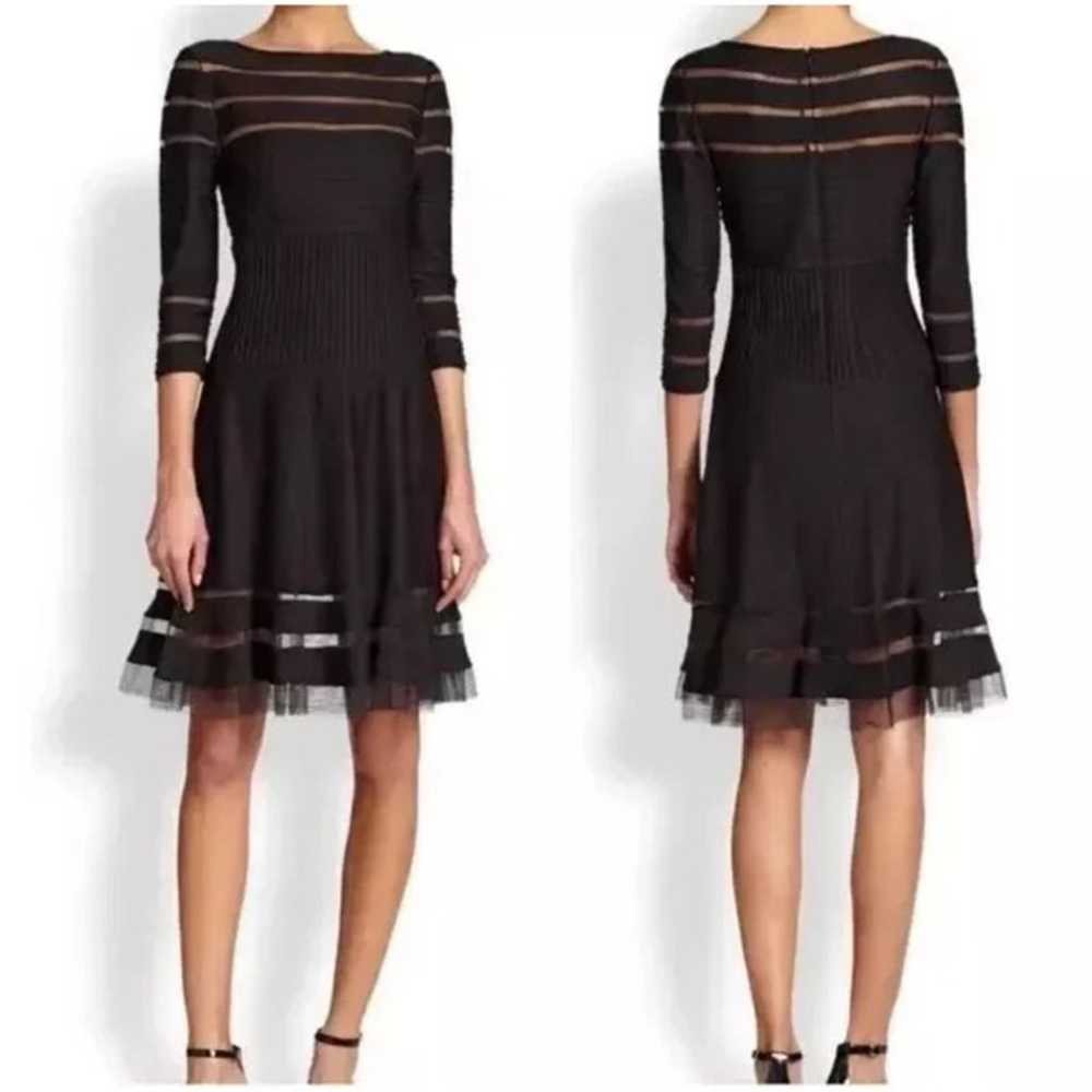 TADASHI SHOJI Pintuck Jersey Cutout Mesh Stripe S… - image 6