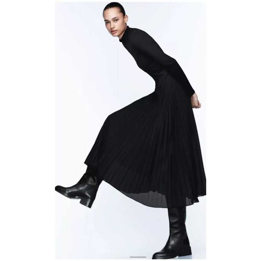 NWOT ZARA PLEATED MIDI DRESS High collar BLACK | … - image 2