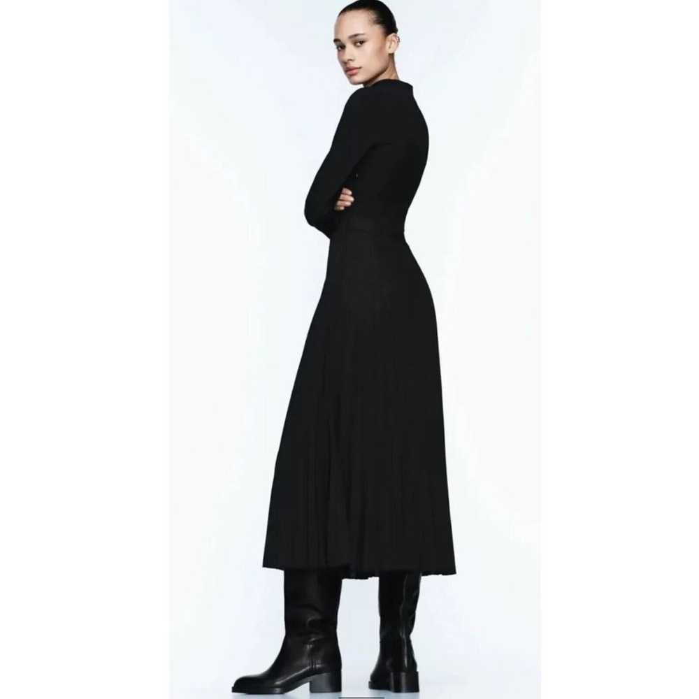 NWOT ZARA PLEATED MIDI DRESS High collar BLACK | … - image 4