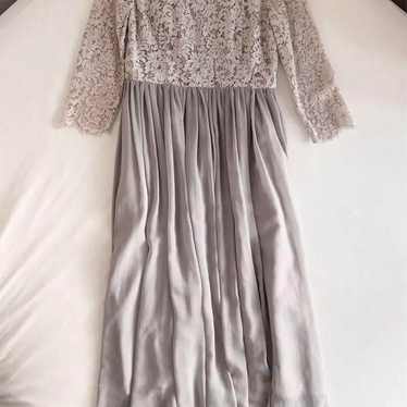 Pink purple lace chiffon long dress - image 1