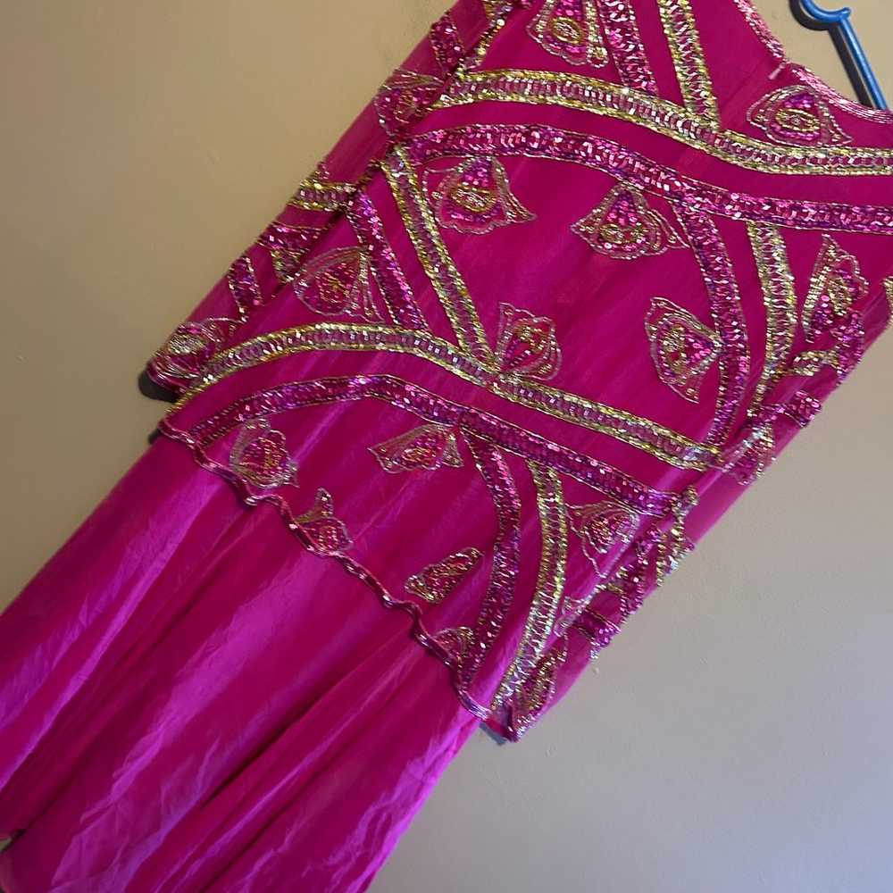 Vintage JasJas Silk Beaded Hot Pink Long Sleeve M… - image 4