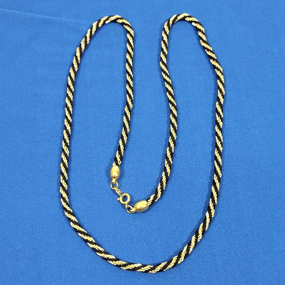 Vintage Trifari Gold & Black Twisted Rope Necklace - image 2