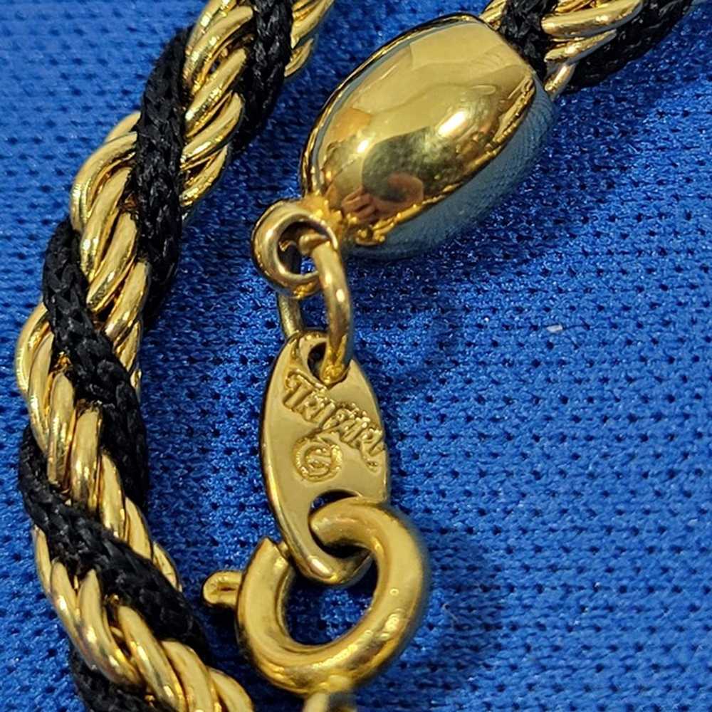 Vintage Trifari Gold & Black Twisted Rope Necklace - image 4