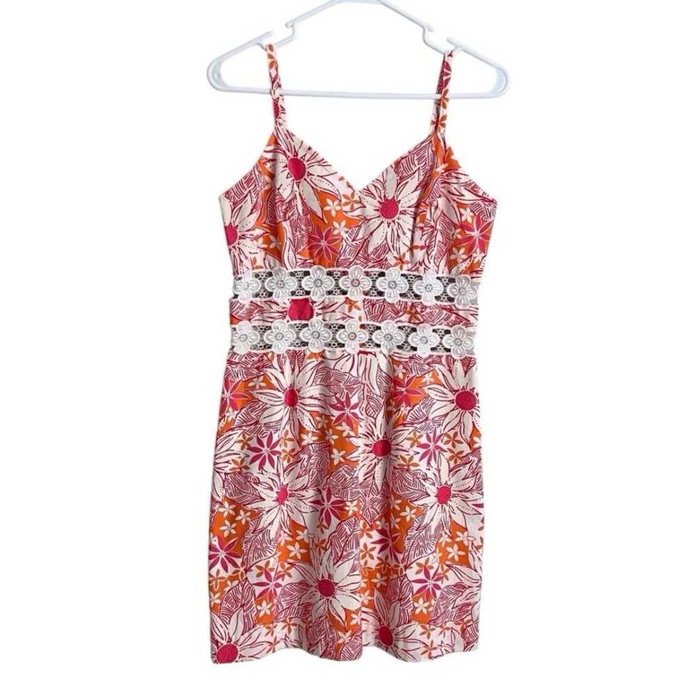 Lilly Pulitzer Vintage Dress Pink Orange Floral P… - image 1