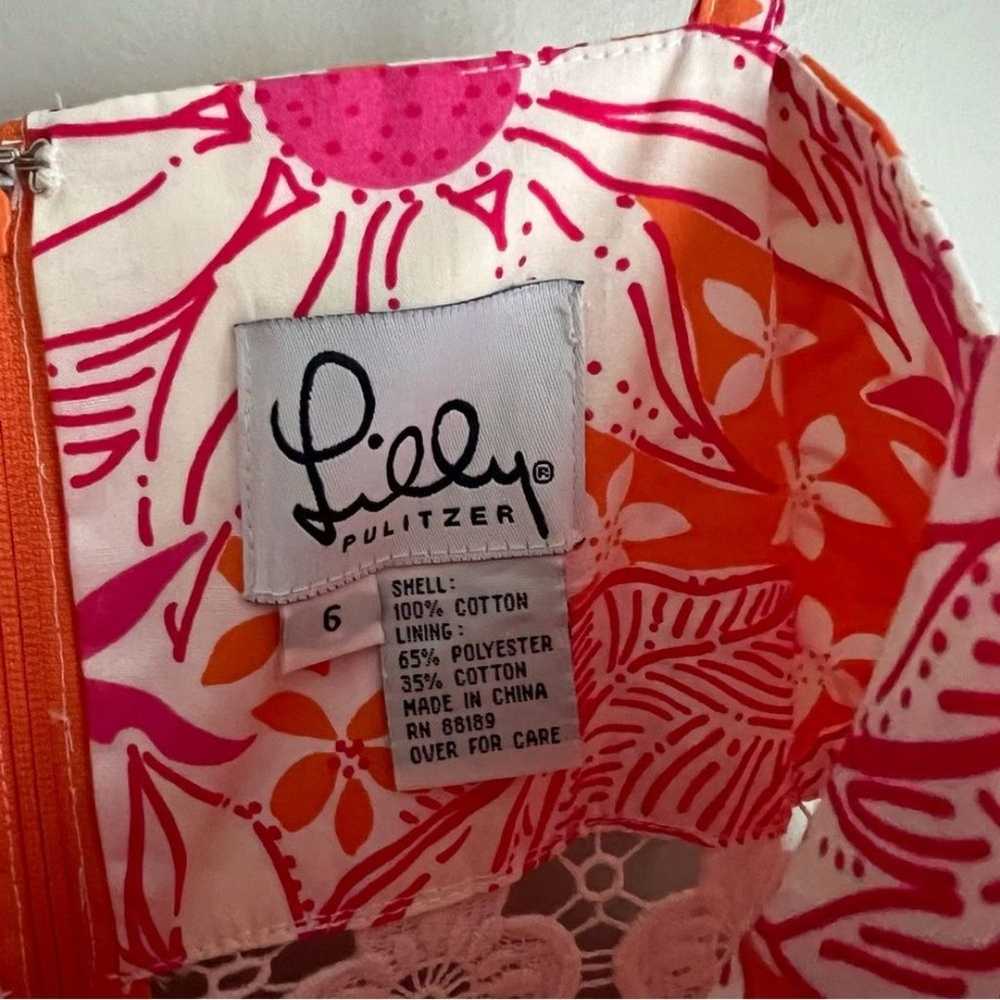 Lilly Pulitzer Vintage Dress Pink Orange Floral P… - image 3