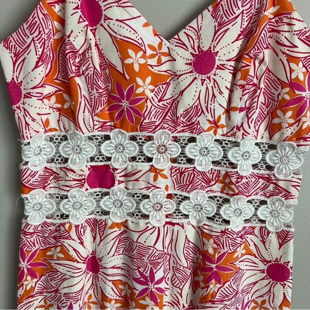 Lilly Pulitzer Vintage Dress Pink Orange Floral P… - image 6