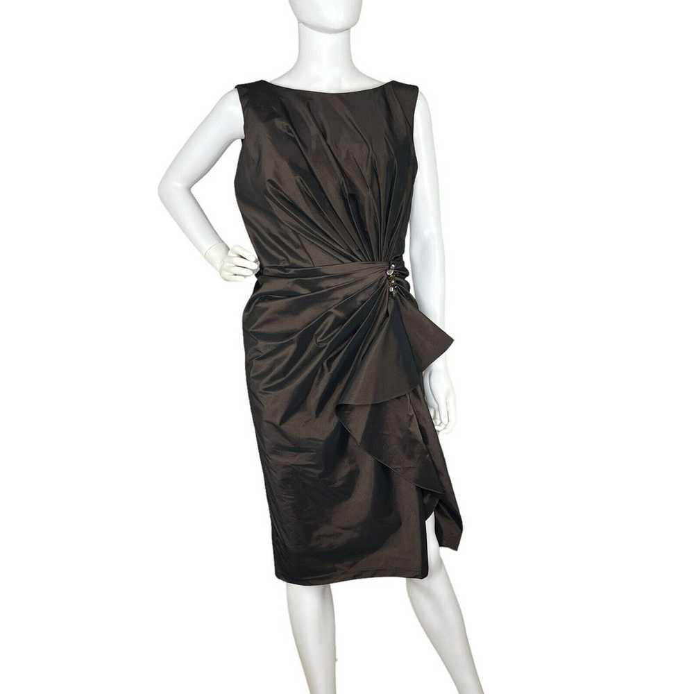 Tadashi Shoji Size 10 Metallic Brown Sheath Dress… - image 1